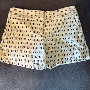 LOFT Womens White Navy Blue Embroidered‎ Geo Riviera Shorts Size 4
